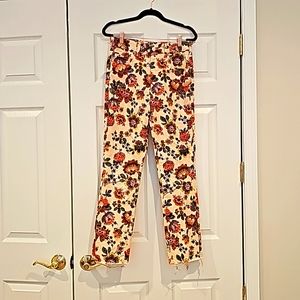 Anthropologie Pilcro High Rise Boho Floral Cigarette Slim Straight Jeans,Size 28